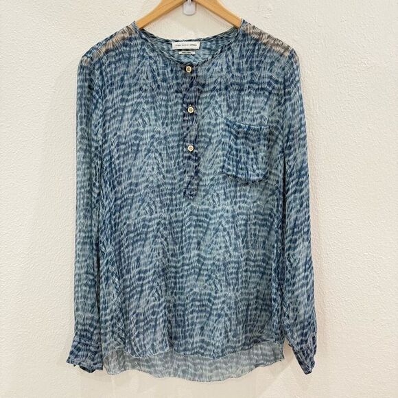 Isabel Marant Etoille Women's 44 Silk Sheer Blue Long Sleeve Buttoned Blouse Top - Picture 1 of 8